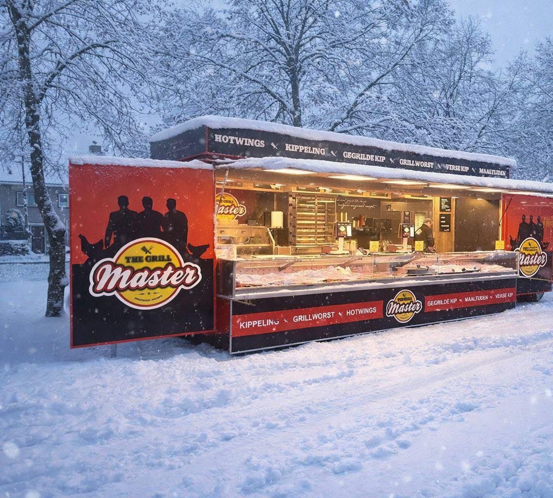 De Grillmaster kraam in de winter
